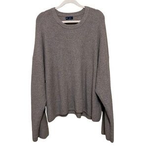 Gap CashSoft Oversized Shaker-Stitch Crewneck Sweater Womens XXL Tan Taupe